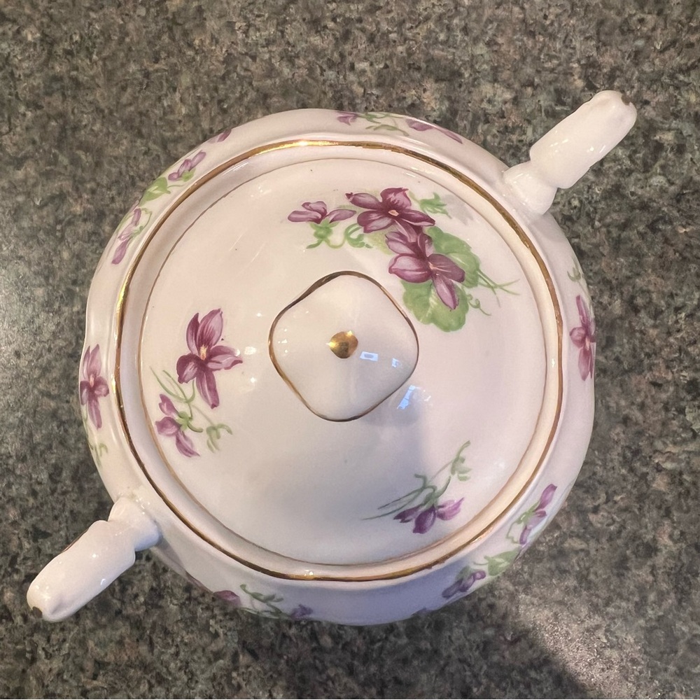 TUSCAN Vintage Violets Covered Sugar Bowl - Picture 5 of 14